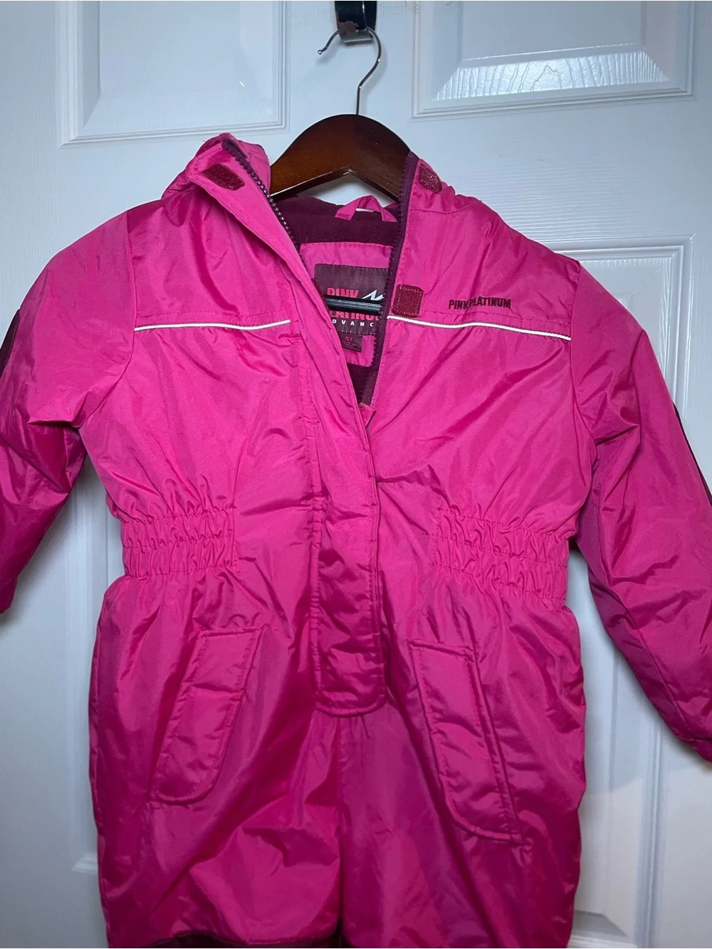 Pink Platinum Girls 4T Pink Insulated One Piece Snowsuit Ski Snow Bib Hooded